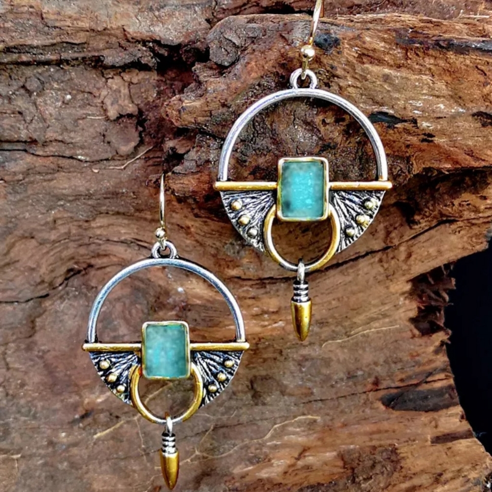🎀Tribal Hollowed Out Round Bullet Drop Earrings - Picture 3 of 8